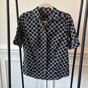 Talbots Monochrome Chain Print Blouse